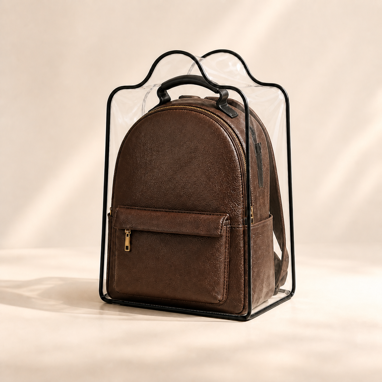 Extra-Large Clear Backpack Cover — 42 × 42 × 23 cm · 5 cm handle