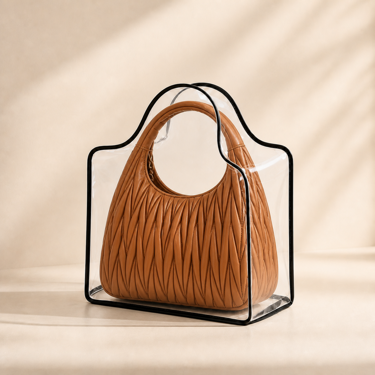 Medium Handle-Top Clear Handbag Cover — 31 × 23 × 15 cm · 9 cm handle