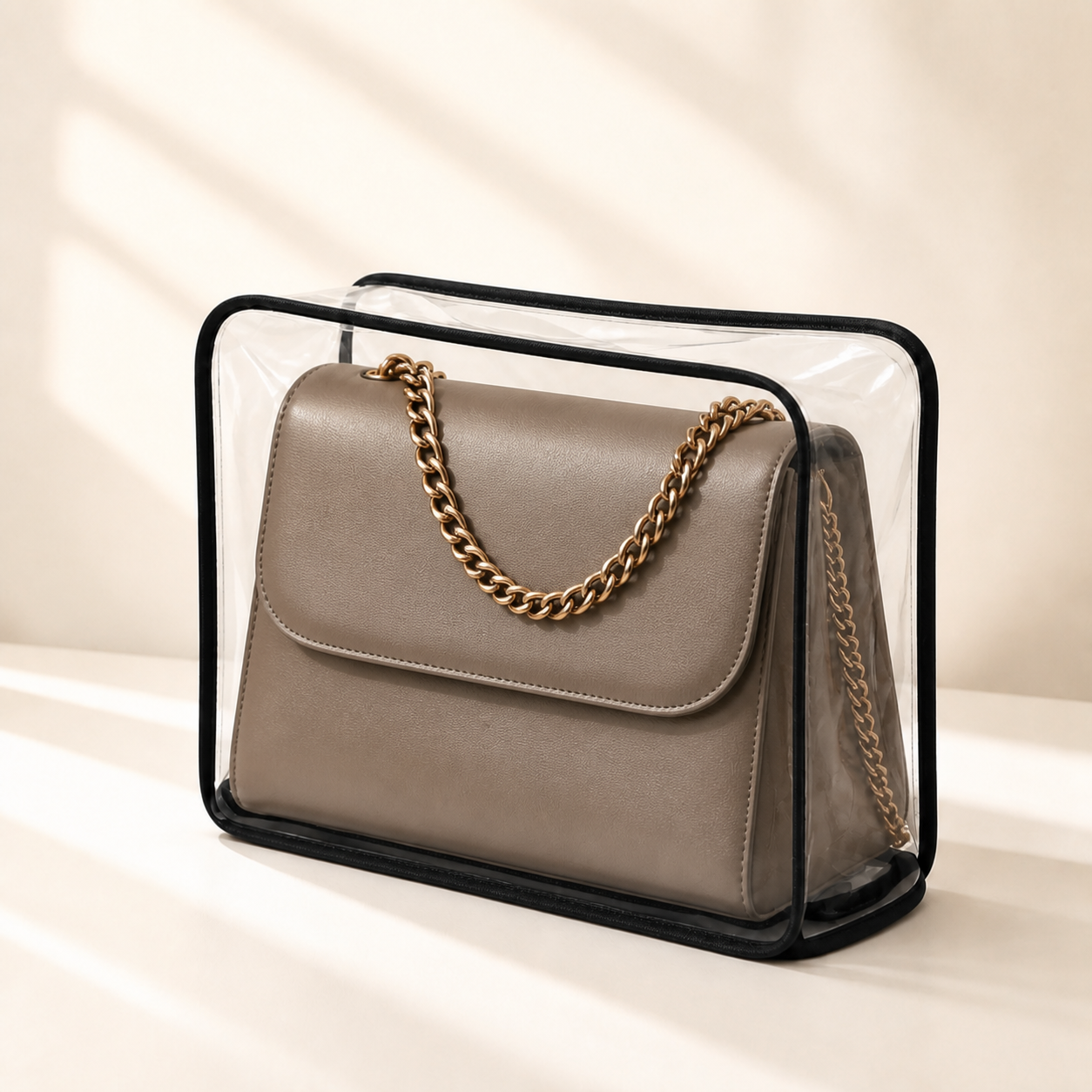 Medium Structured Clear Handbag Cover — 38 × 25 × 14 cm